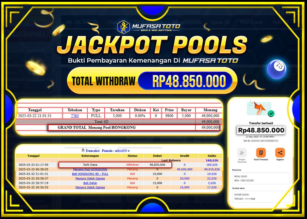 MUFASATOTO JACKPOT POOL HONGKONG Rp 48.850.000 | LUNAS