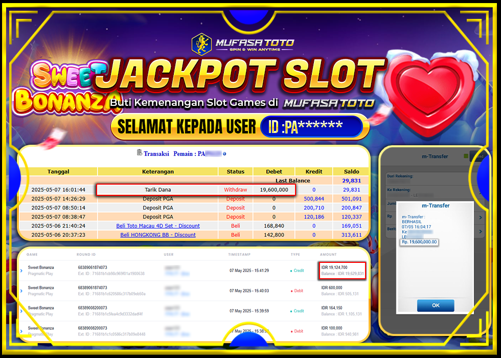 MUFASATOTO JACKPOT PRAGMATIC PLAY Rp.19.600.000 | LUNAS