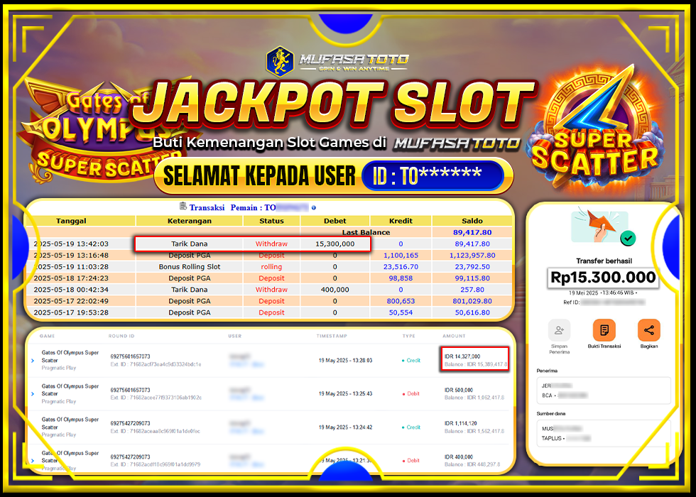 MUFASATOTO JACKPOT PRAGMATIC PLAY Rp.15.300.000LUNAS
