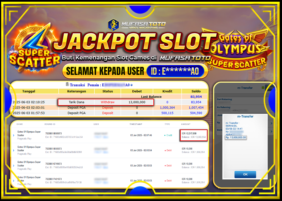 MUFASATOTO JACKPOT PRAGMATIC PLAY Rp.13.000.000 