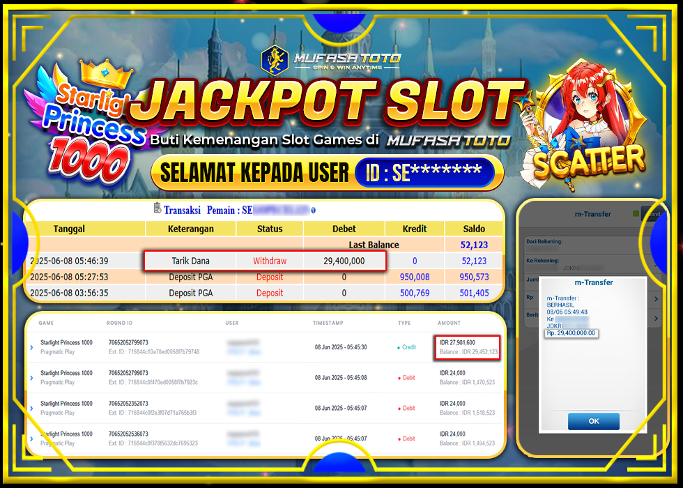 MUFASATOTO JACKPOT PRAGMATIC PLAY Rp.29.400.000 | LUNAS