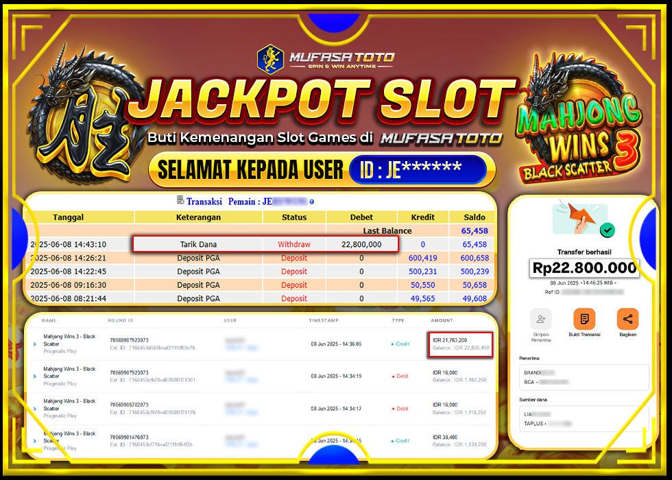 MUFASATOTO JACKPOT PRAGMATIC PLAY Rp.22.800.000 