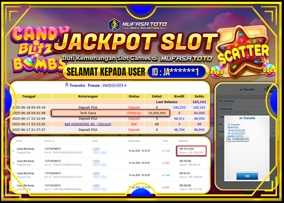 MUFASATOTO JACKPOT PRAGMATIC PLAY Rp.19.000.000LUNAS