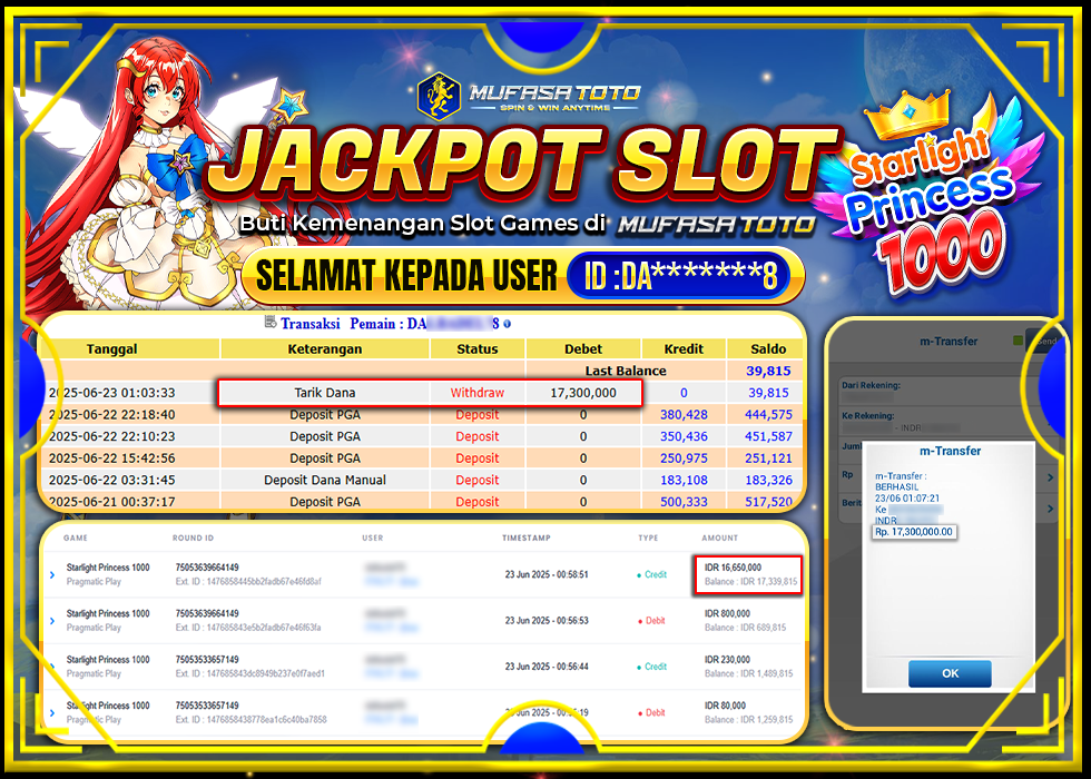 MUFASATOTO JACKPOT PRAGMATIC PLAY Rp.17.300.000LUNAS