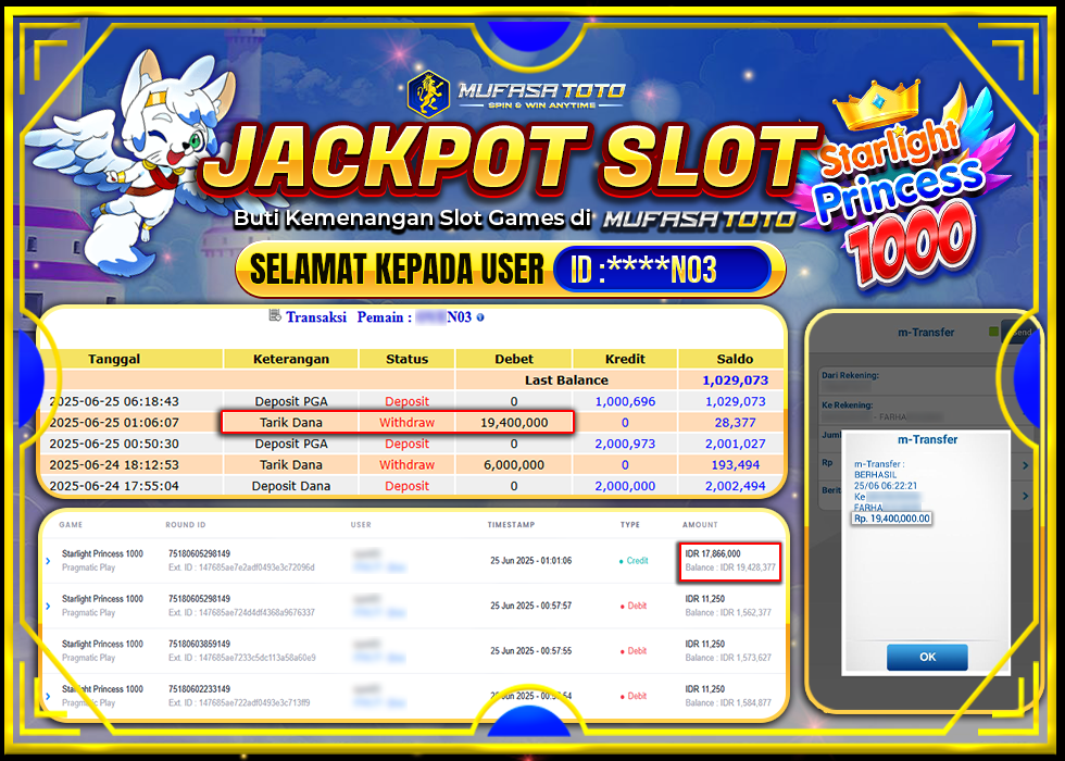 MUFASATOTO JACKPOT PRAGMATIC PLAY Rp.19.400.000 | LUNAS