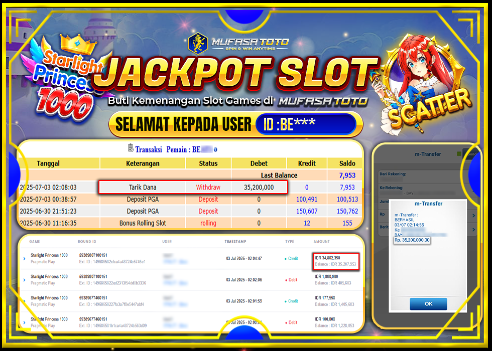 MUFASATOTO JACKPOT PRAGMATIC PLAY Rp.35.200.000 | LUNAS