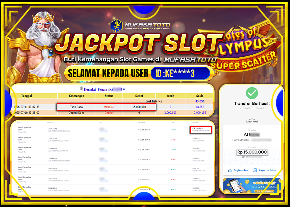 MUFASATOTO JACKPOT PRAGMATIC PLAYRp.15.000.000 | LUNAS