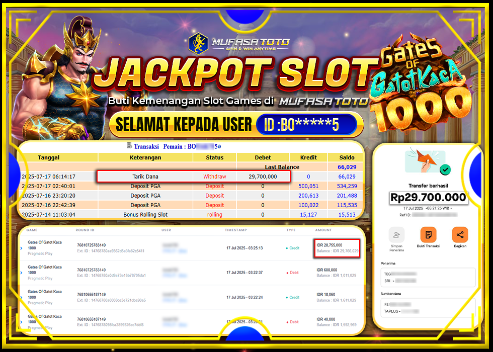 MUFASATOTO JACKPOT PRAGMATIC PLAY Rp.29.700.000 | LUNAS