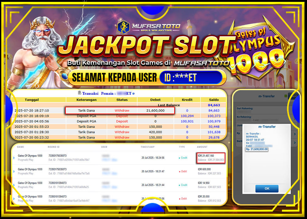 MUFASATOTO JACKPOT PRAGMATIC PLAYRp.21.600.000 | LUNAS