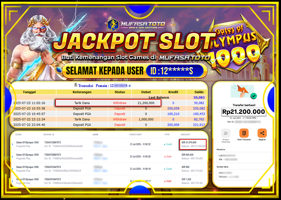 MUFASATOTO JACKPOT PRAGMATIC PLAY Rp.21.200.000 | LUNAS