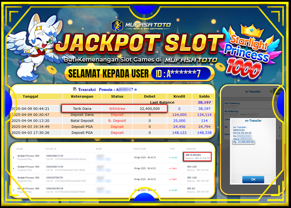 MUFASATOTO JACKPOT PRAGMATIC PLAY Rp.22.400.000 | LUNAS